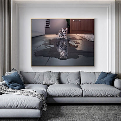 Cat Reflection Canvas Art