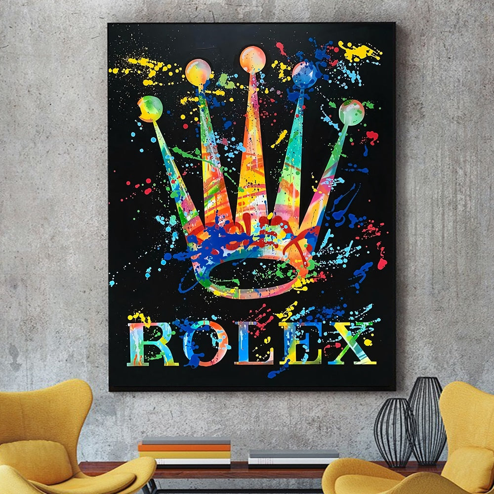 Graffiti Modern Luxury Rolex Crown Canvas Art