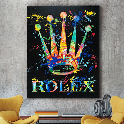 Graffiti Modern Luxury Rolex Crown Canvas Art