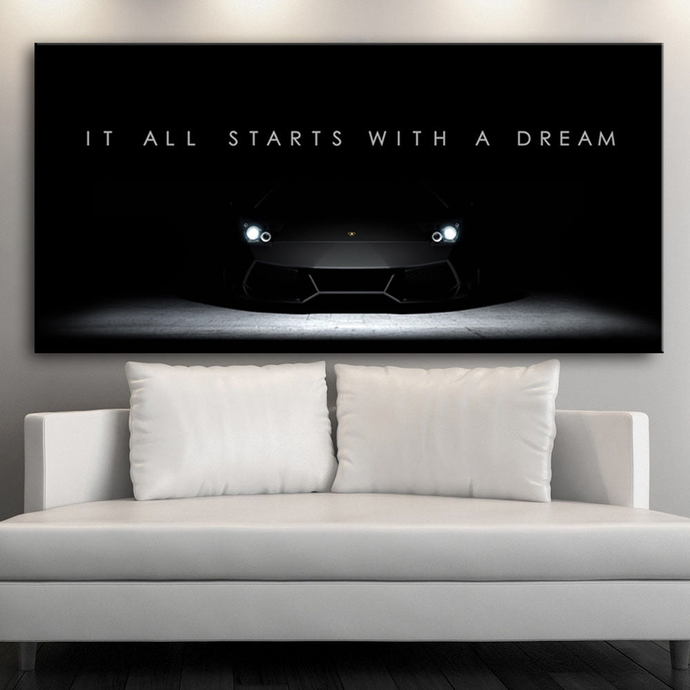 Dream Car Motivational Canvas Art