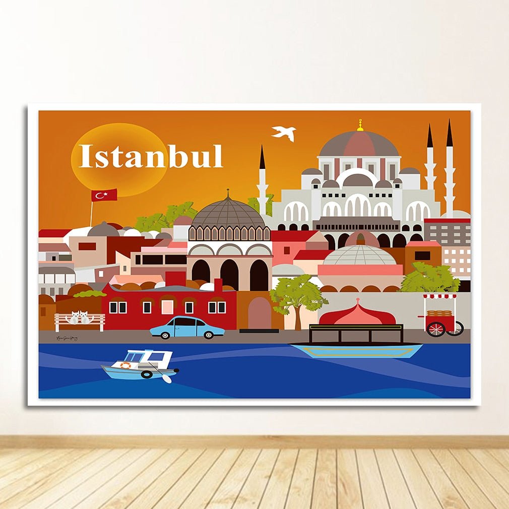 Turkey Istanbul Pop Art Travel Canvas