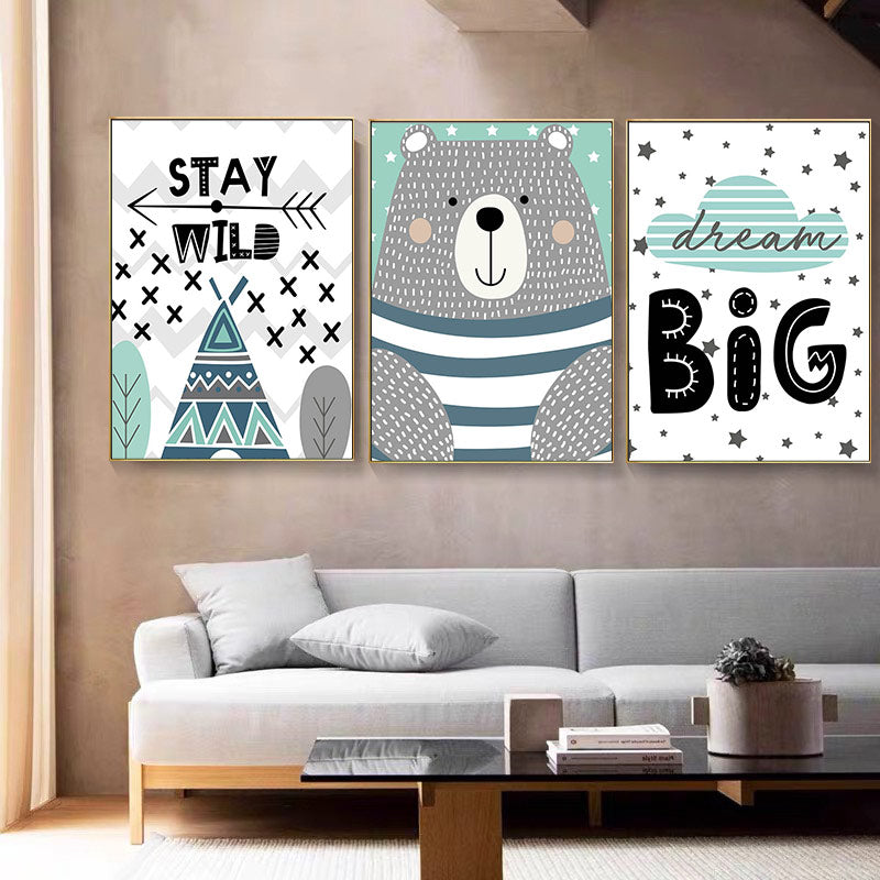 Big Dream Quotes Bear Nursery Wall Art Canvas