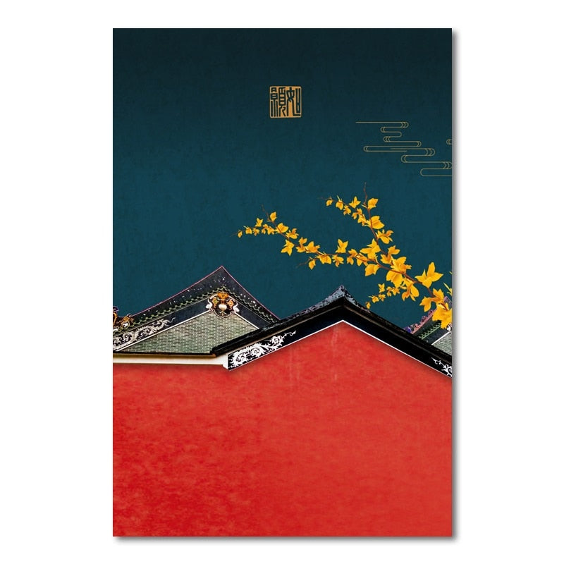 Traditional Chinese Architecture Canvas Art