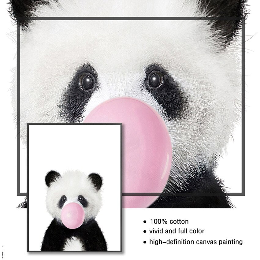 Cute Pink Balloon Baby Panda Canvas Art