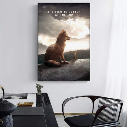 Mountain Top Fox Motivational Canvas Art