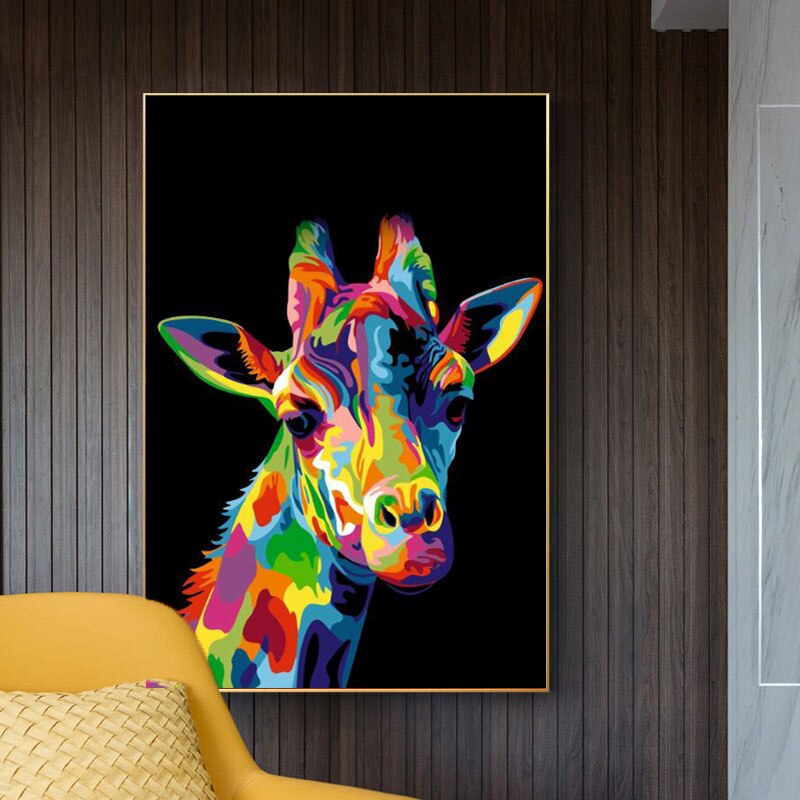 Colorful Giraffe Painting Canvas Art