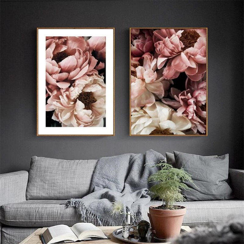 Red Flower Peony Rose Canvas Art