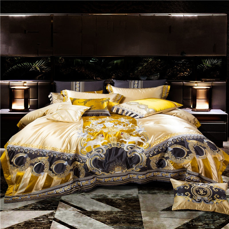 Helios Luxurious Silk Jacquard Duvet Cover Bedding Set