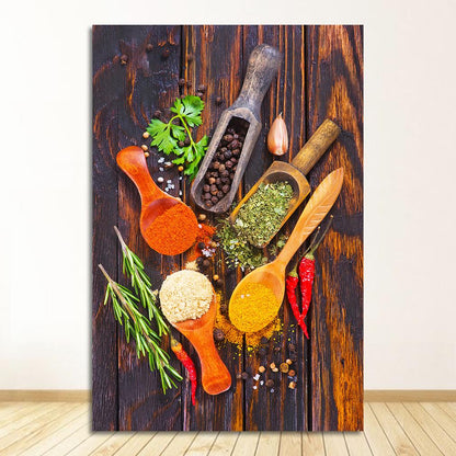 Kitchen Theme Mix Herb and Spices Canvas Art