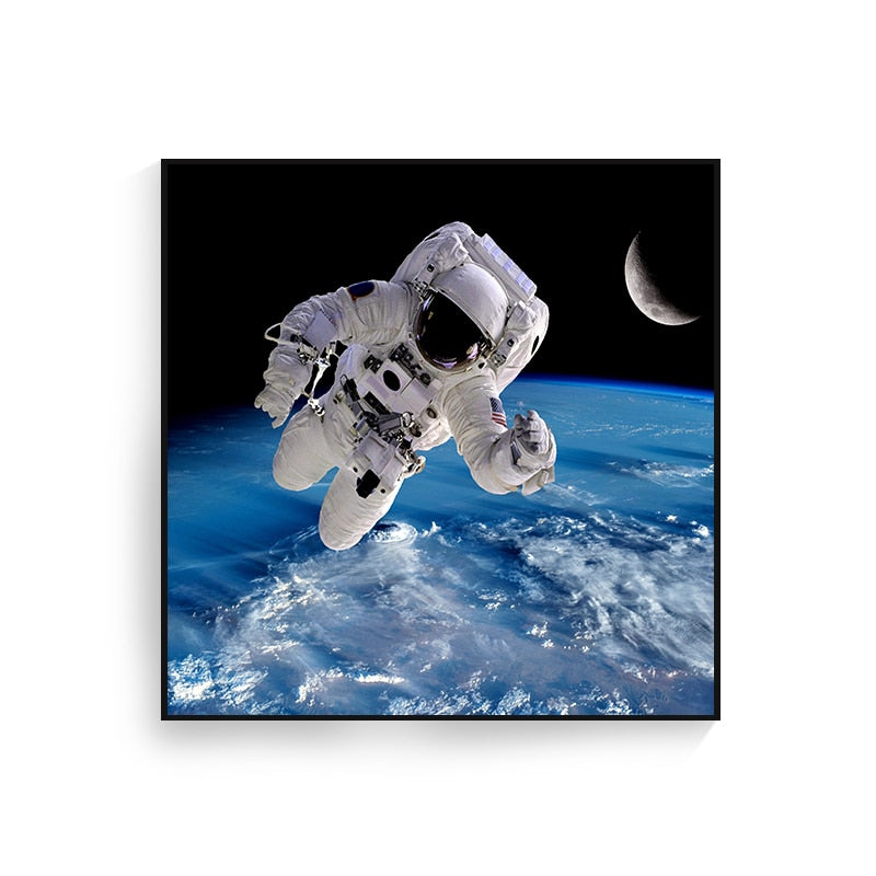 Starry Sky Night Astronaut Planet Canvas Art