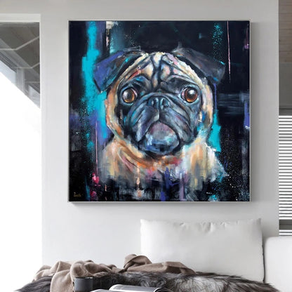 Colorful Wolf Cute Pug Canvas Art