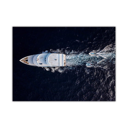 Deep Sea Whale Yacht Sea Canvas Art