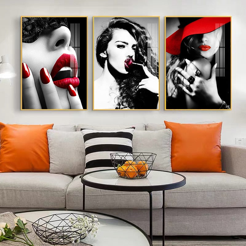 Sexy Red Lips Canvas Art