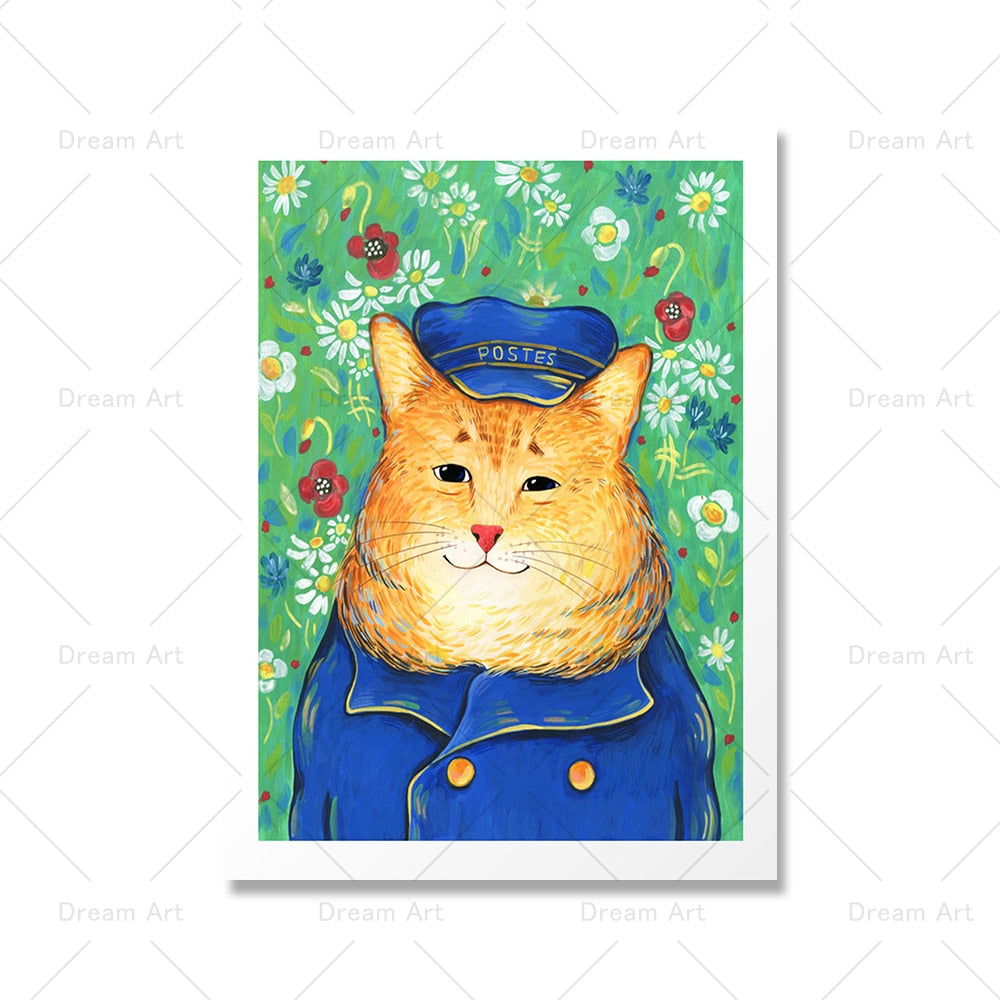 Classic Artist Cat Painting Canvas Art