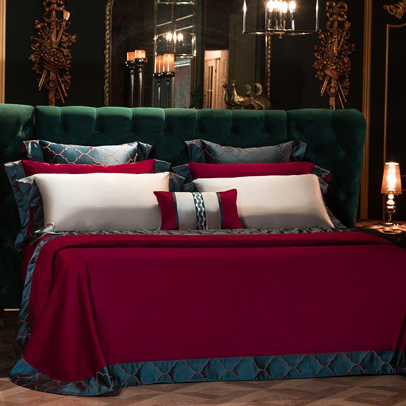 Bordeaux Swan Silky Satin Duvet Cover Bedding Set