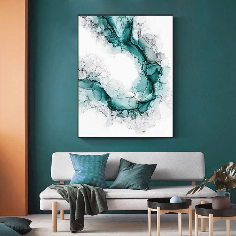 Abstract Blue Marble Canvas Art