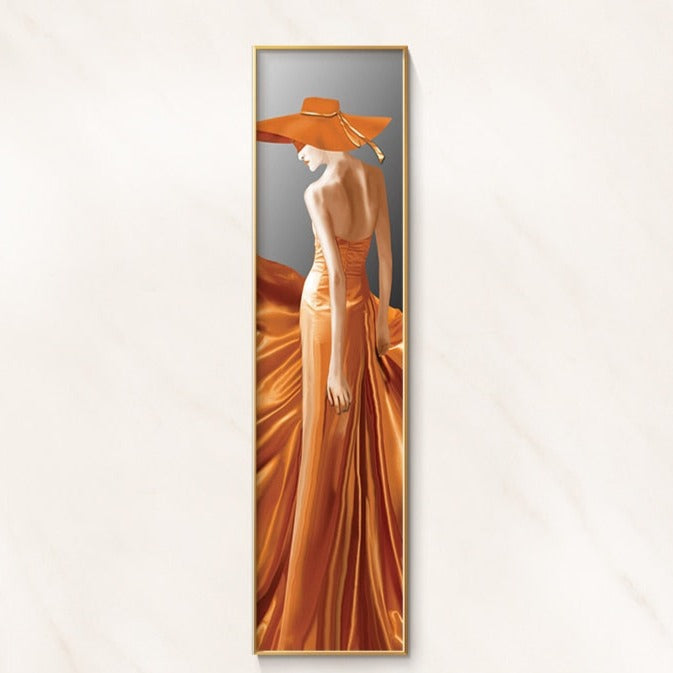 Orange Dress Fashion Woman Canvas Art