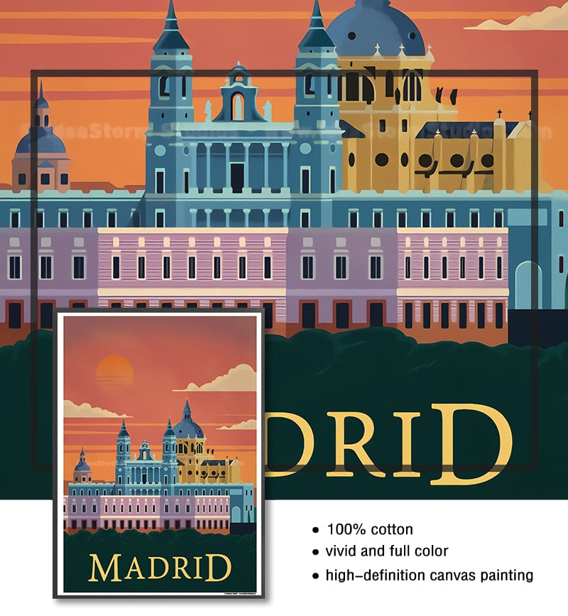 Berlin Madrid Poster Canvas Art