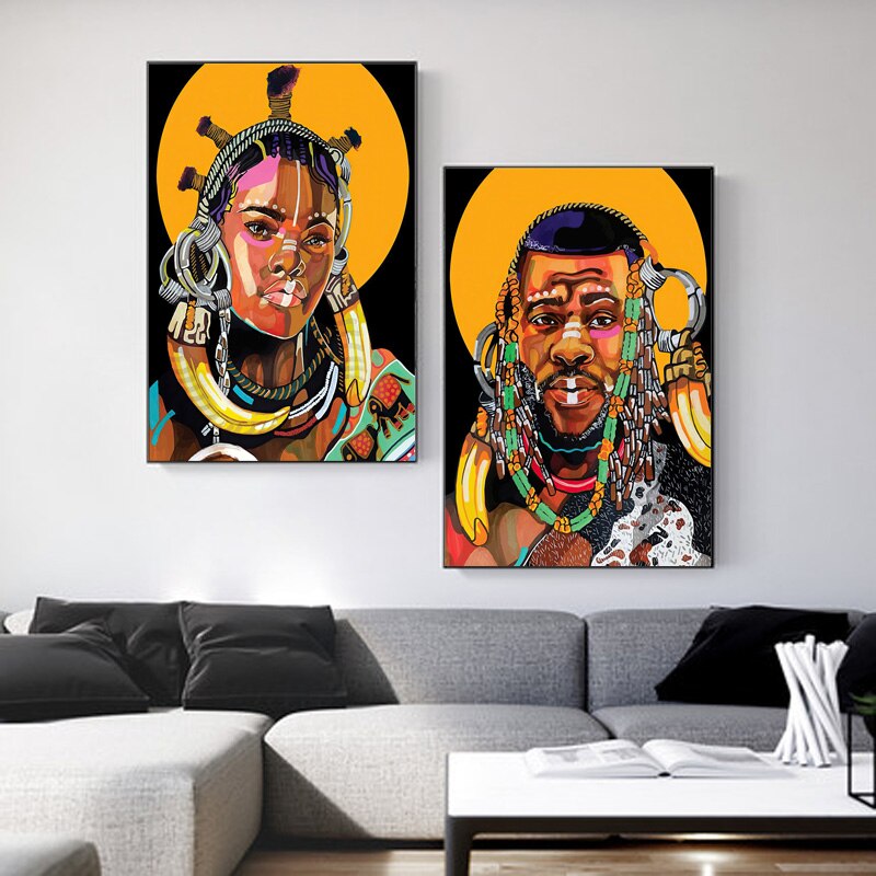 African Tribal Illustration Canvas Art