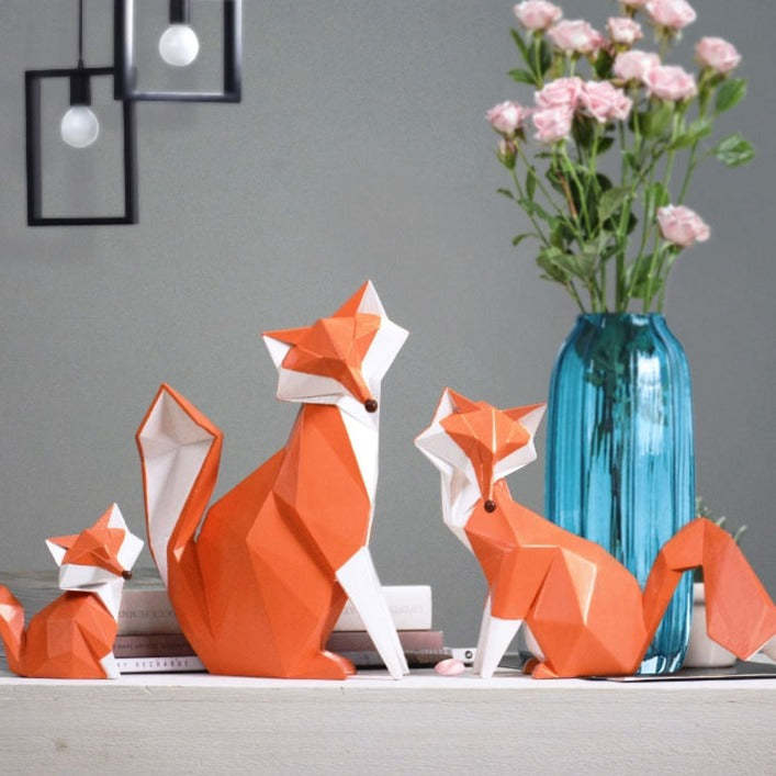 Geometric Orange Fox Statue