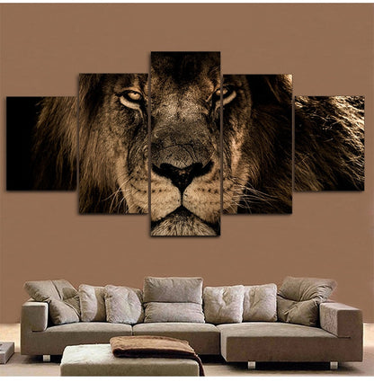 Fierce Lion 5 Panel Canvas Art