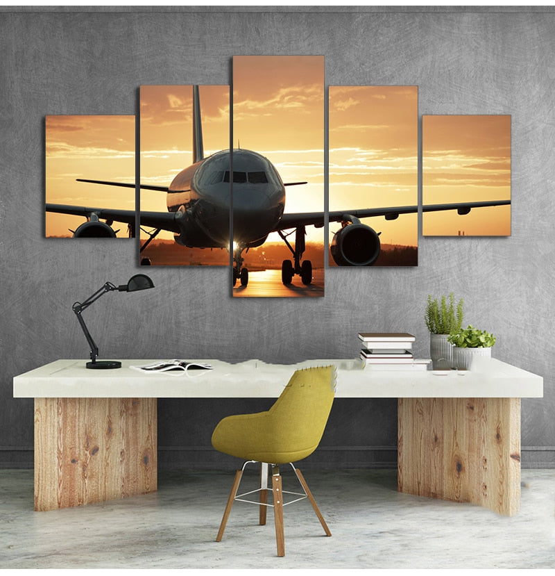 Airplane Sunset Canvas Art