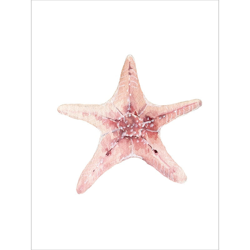 Watercolor Starfish Marine Canvas Art