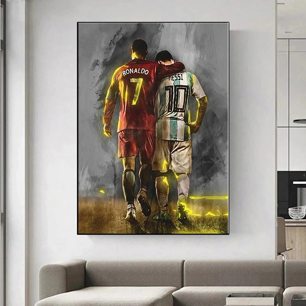 Ronaldo and Messi Football Canvas Art