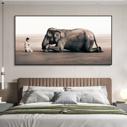 Child Lectures Elephant Wall Art Canvas