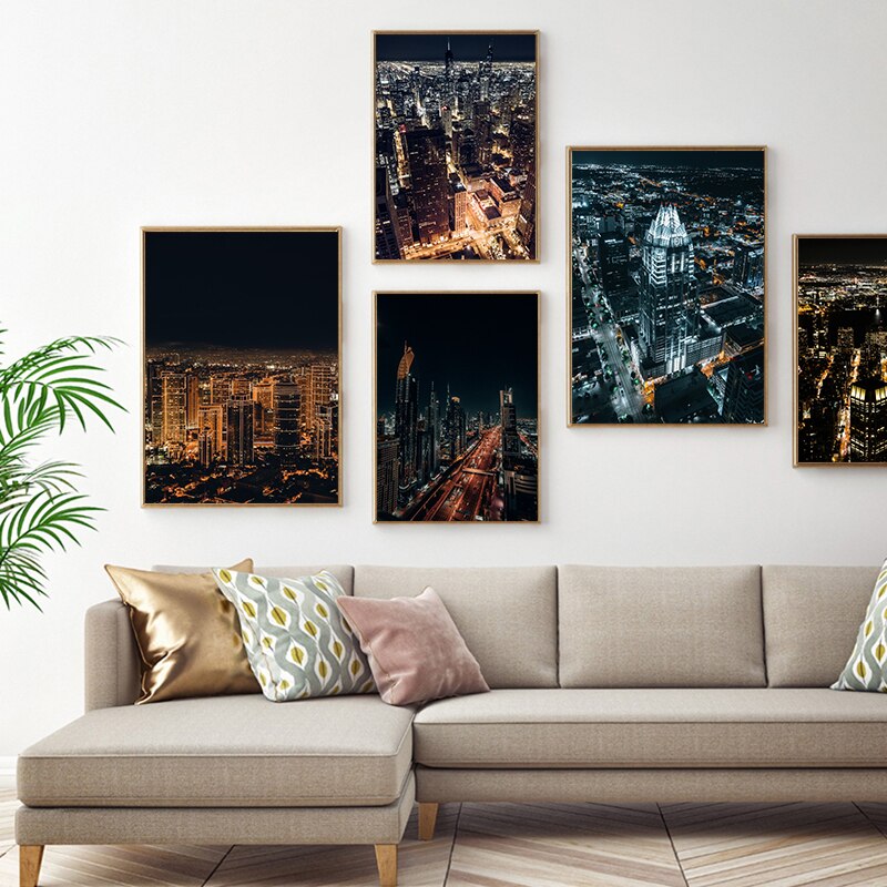 Night Cities Skylines Canvas Art