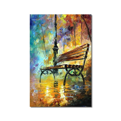 Watercolor Park Rain Canvas Art