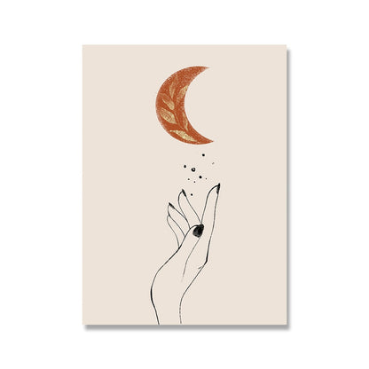 Mystic Hand Sun and Moon Canvas Art