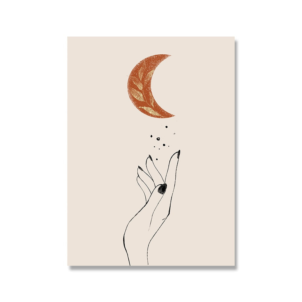 Mystic Hand Sun and Moon Canvas Art