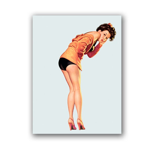 Vintage Pin Up Girl Sexy Women Canvas Art