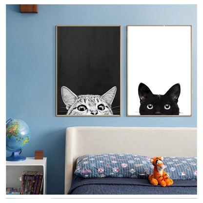 Black and White Kitty Cat Canvas Art