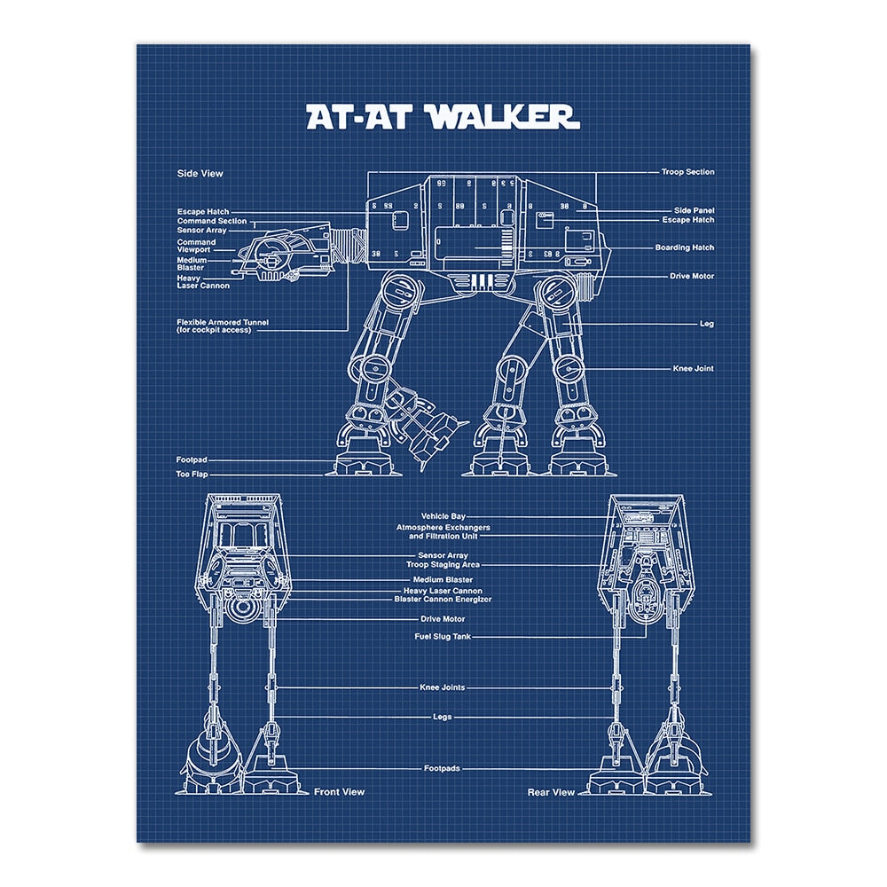 AT-AT Walker Star Wars Blueprint Canvas Art