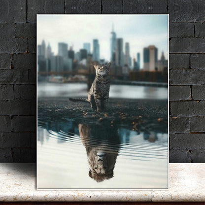 Cat Reflection Mindset Canvas Art