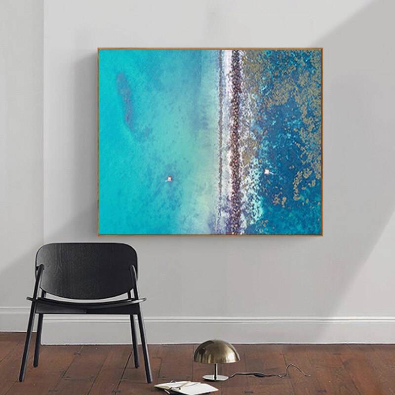 Beach Overlooking Blue Ocean Canvas Art