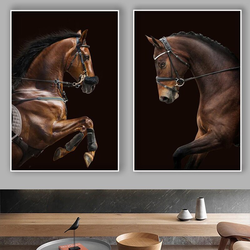 Running Brown Horse Canvas Art