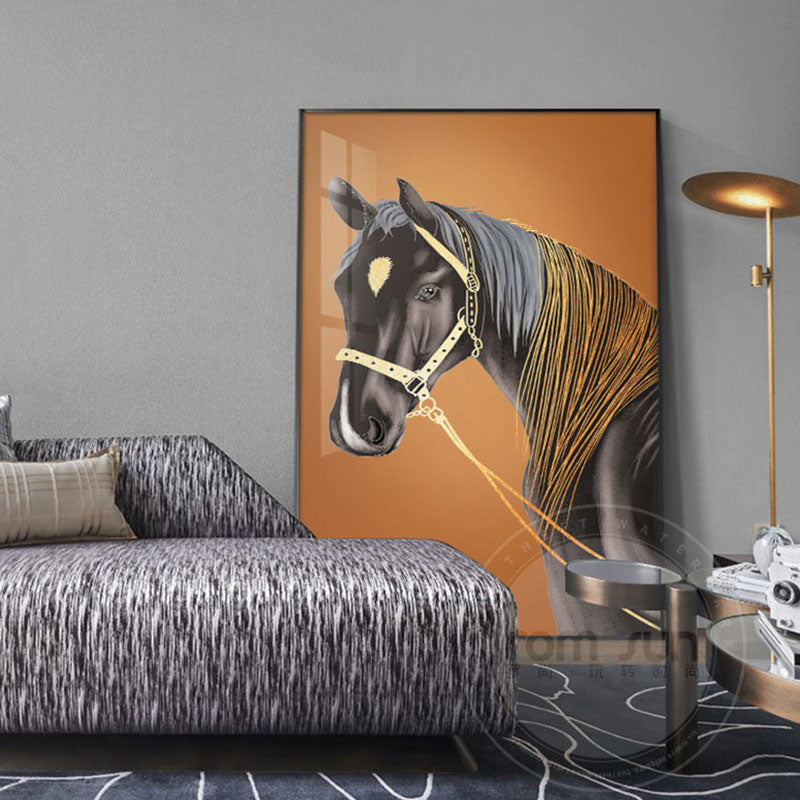 Modern Horse Orange Canvas Art