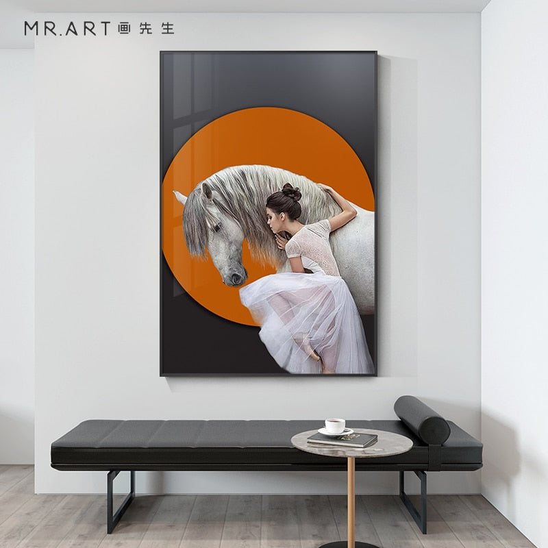 Ballet Dancer with Horse Canvas Art