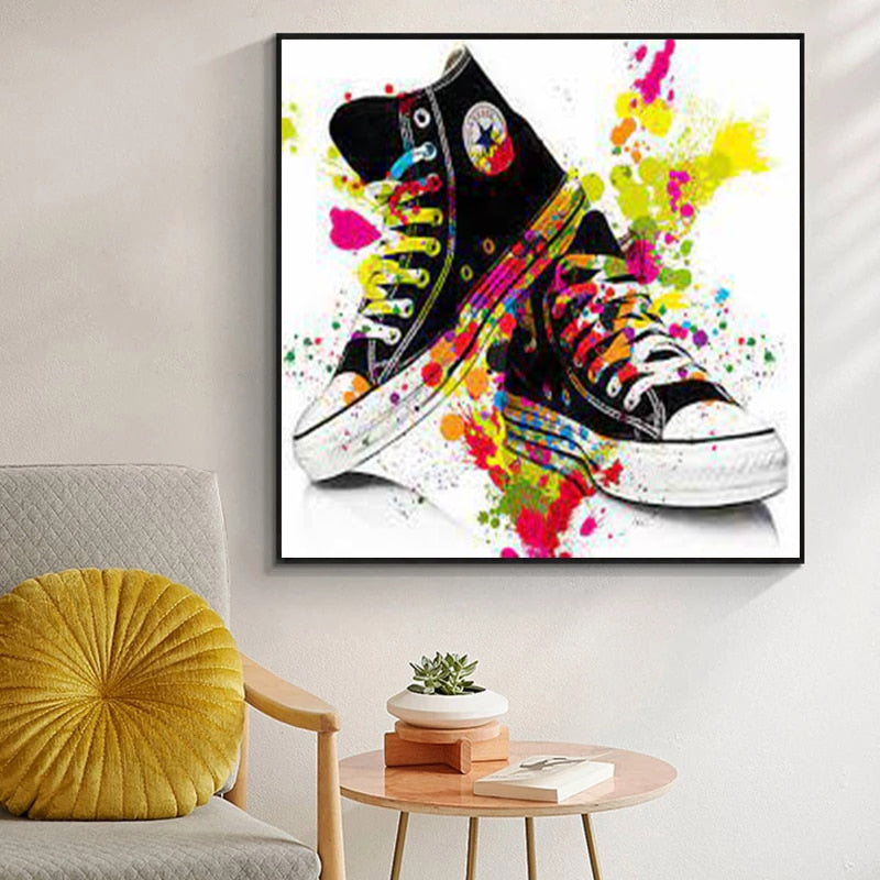 Colorful Graffiti Sneakers Canvas Art