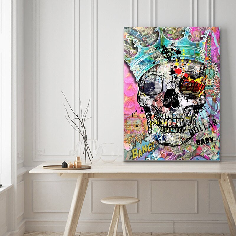 Pop Art Skull Graffiti Canvas Art