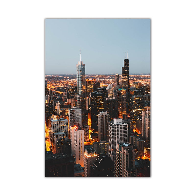 Night Cities Skylines Canvas Art