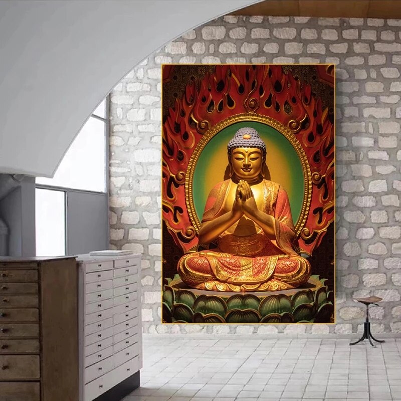 Golden Buddha Statue Canvas Art