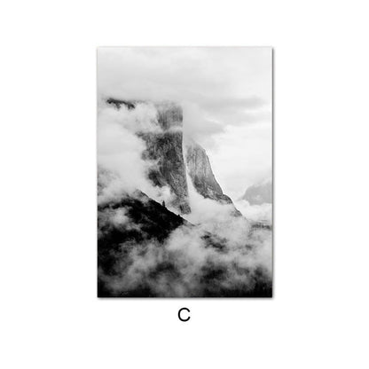 Scandinavian Black White Nature Landscape Canvas Art