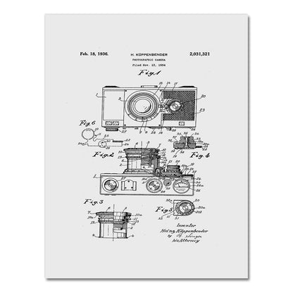 Camera Patent Blueprint Canvas Art