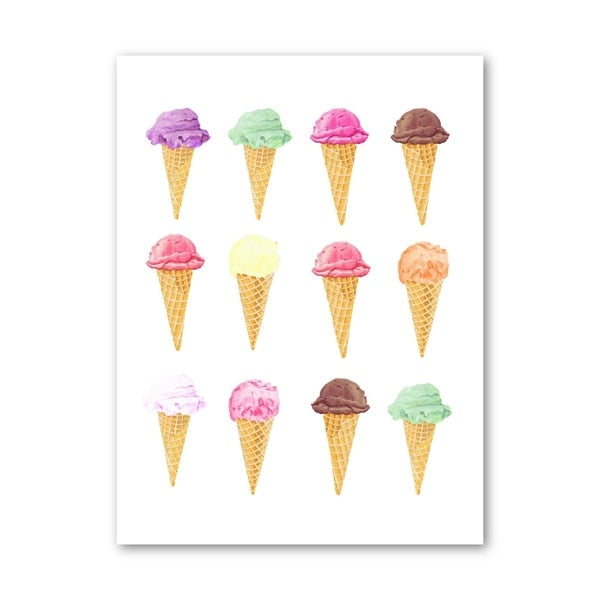 Delicious Colorful Donut Ice Cream Canvas Art