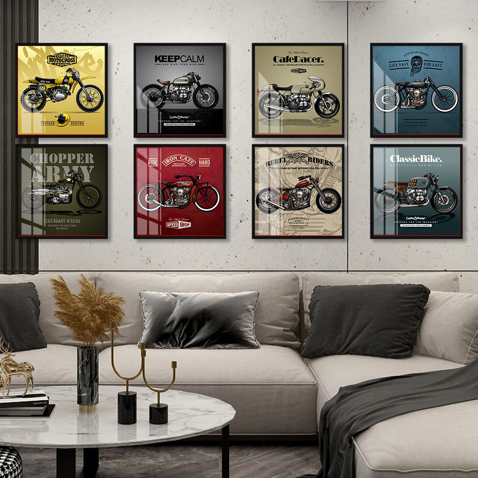 Classic Motorcycle Poster Vintage Canvas Art