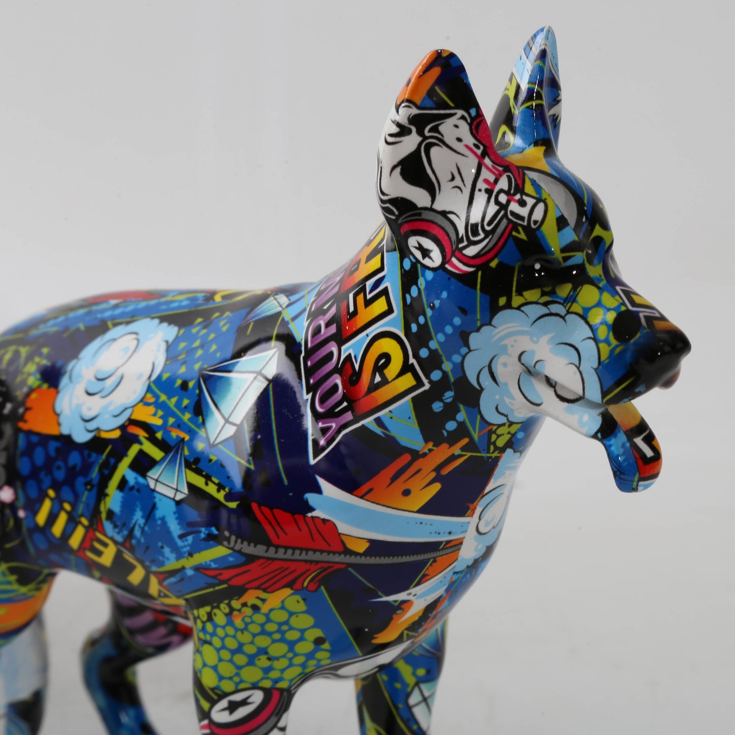 Graffiti German Shepherd Resin Statue